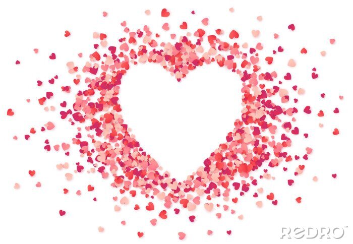 Bild Herzform Vektor rosa Konfetti splash mit weißen Herz Loch