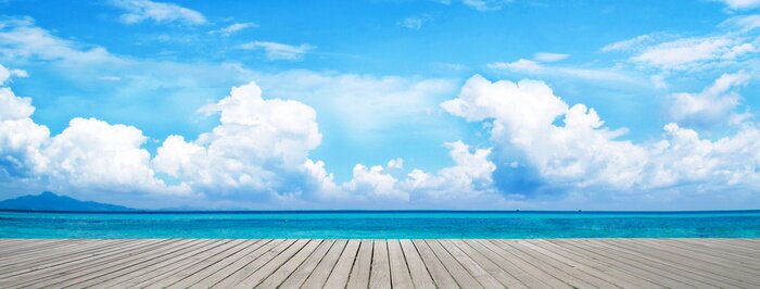 Bild Himmel und Meer und die hölzerne Plattform