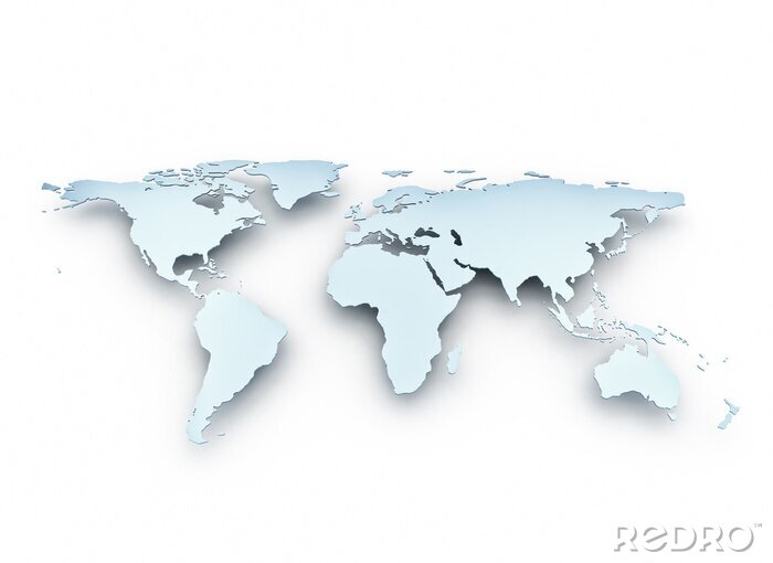 Bild Himmelblaue Weltkarte mit Schatten