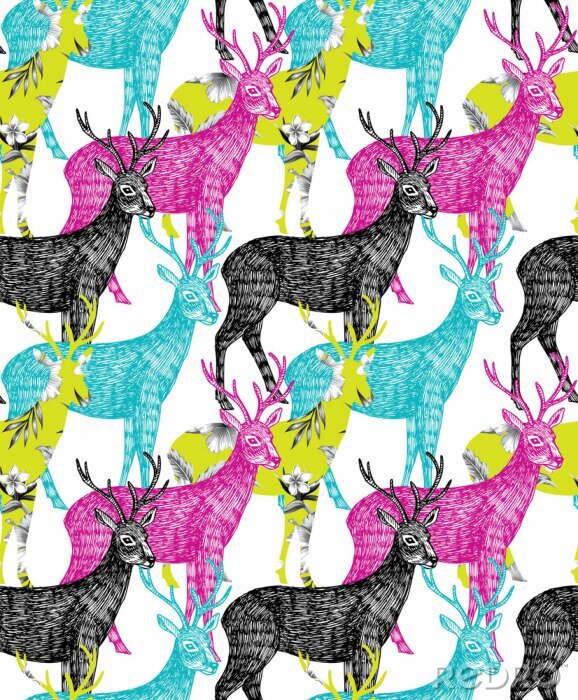 Bild Hirsch Hand gezeichneten nahtlosen Hintergrund