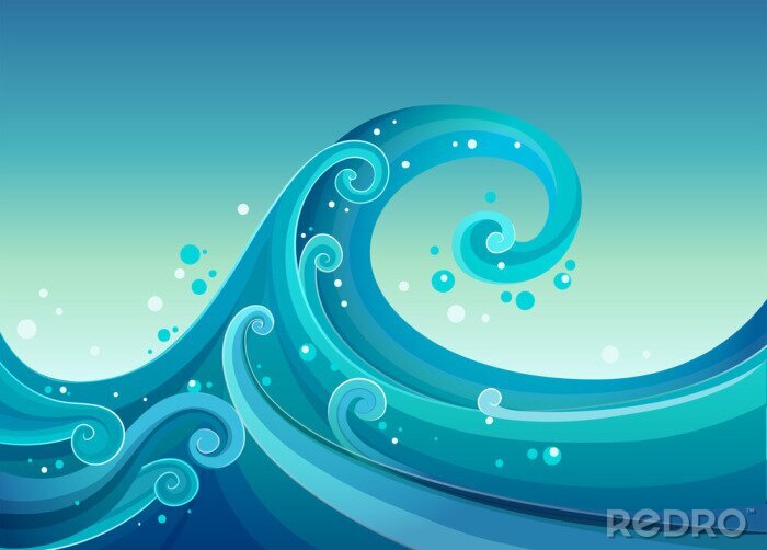 Bild Hohe Wellen auf See Zeichnung