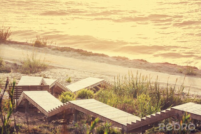 Bild Holzstufen am Strand