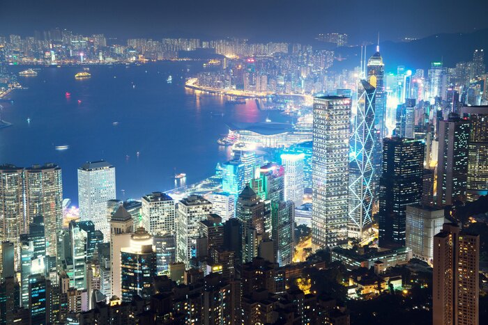 Bild Hongkong asiatische Stadt bei Nacht