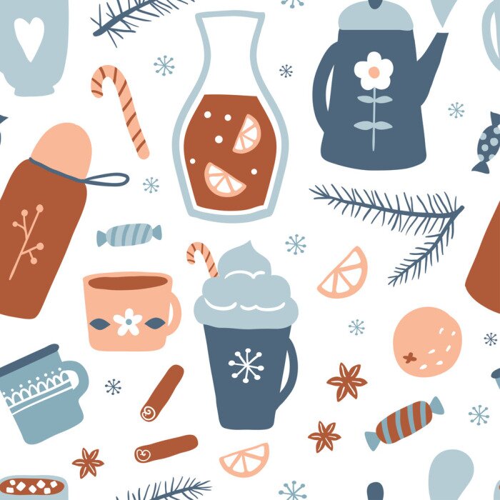Bild Hot drinks seamless pattern