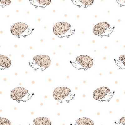 Igel und Punkte auf weißem Hintergrund