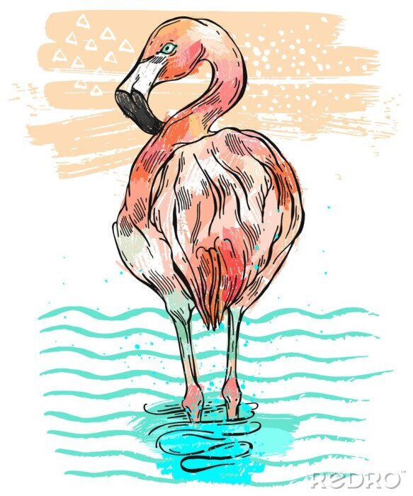 Bild Illustration mit Flamingo