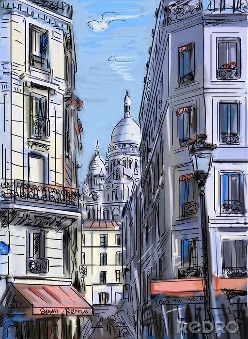 Bild Illustration Pariser Gasse