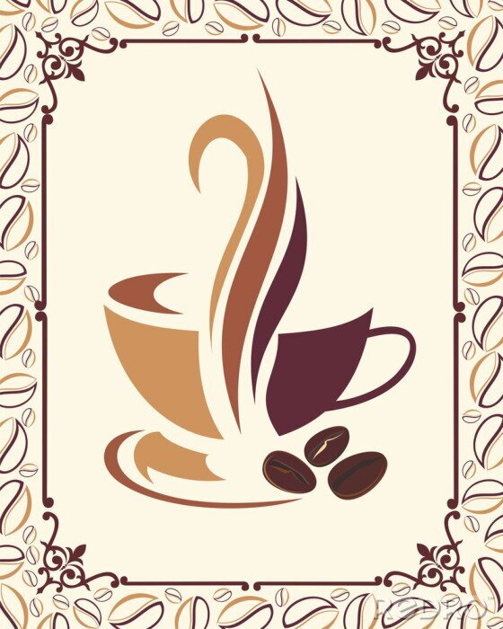 Bild Illustration Tasse und Kaffeebohnen