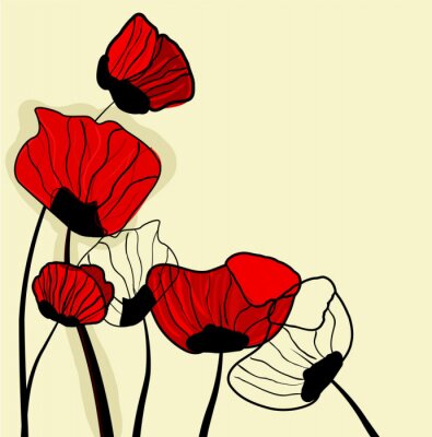 Bild Illustration von roten Mohnblumen