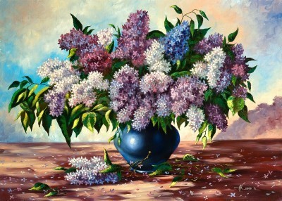 Bild Impressionismus Flieder in Vase