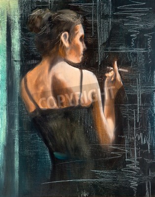 Bild Impressionismus Frau mit Zigarette