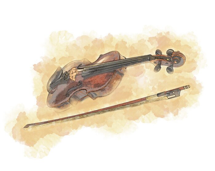 Bild Instrument mit einem Bogen auf Aquarell