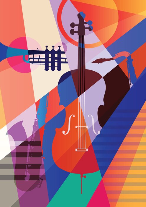 Bild Instrumente auf kubistischer Grafik