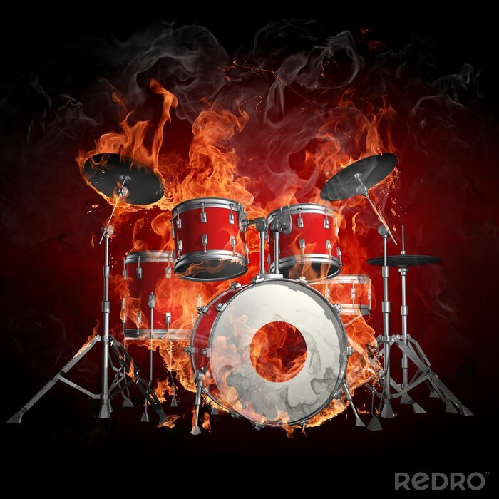 Bild Instrumente Percussion in Flammen