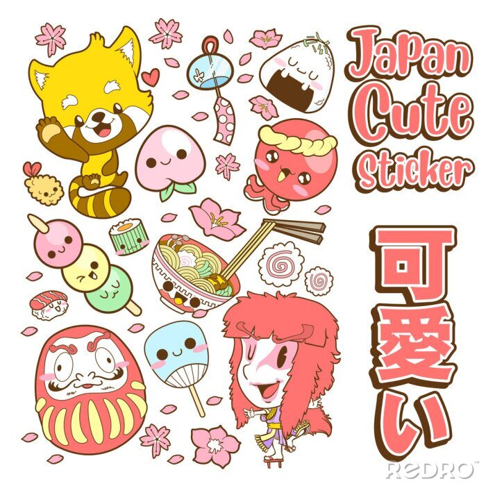 Bild japan cute doodle sticker and background