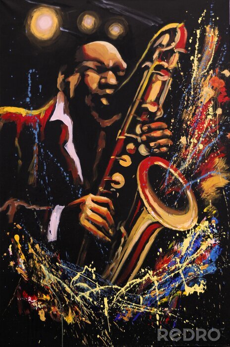 Bild Jazzmusiker, der auf dem Saxophon improvisiert