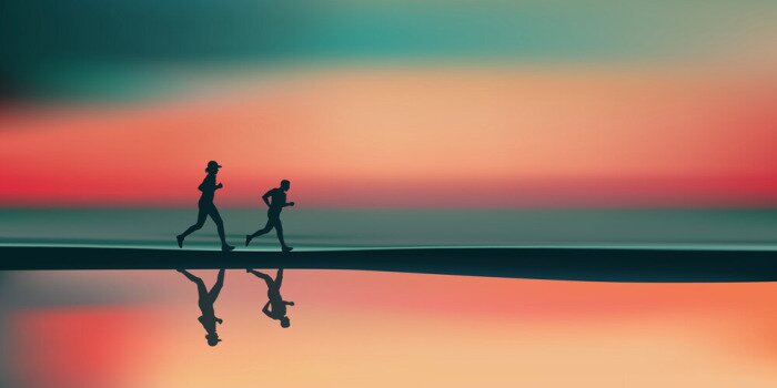 Bild Jogging auf buntem Hintergund