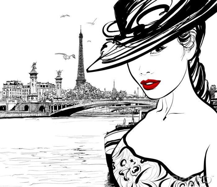 Bild Junge Frau in der Nähe der Seine in Paris