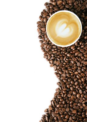 Kaffee und Muster aus Bohnen