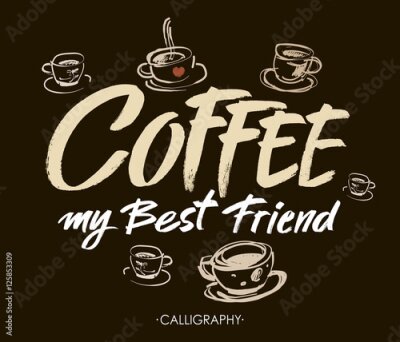 Bild Kaffeeaufschrift mit Tassen
