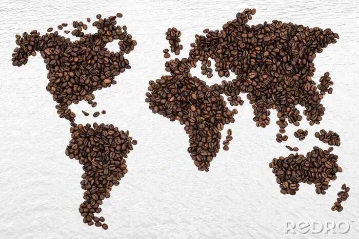 Bild Kaffeebohnen in Form der Weltkarte