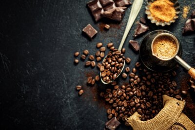 Bild Kaffeebohnen Schokolade und Gewürze