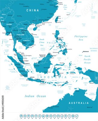 Karte der asiatischen Länder