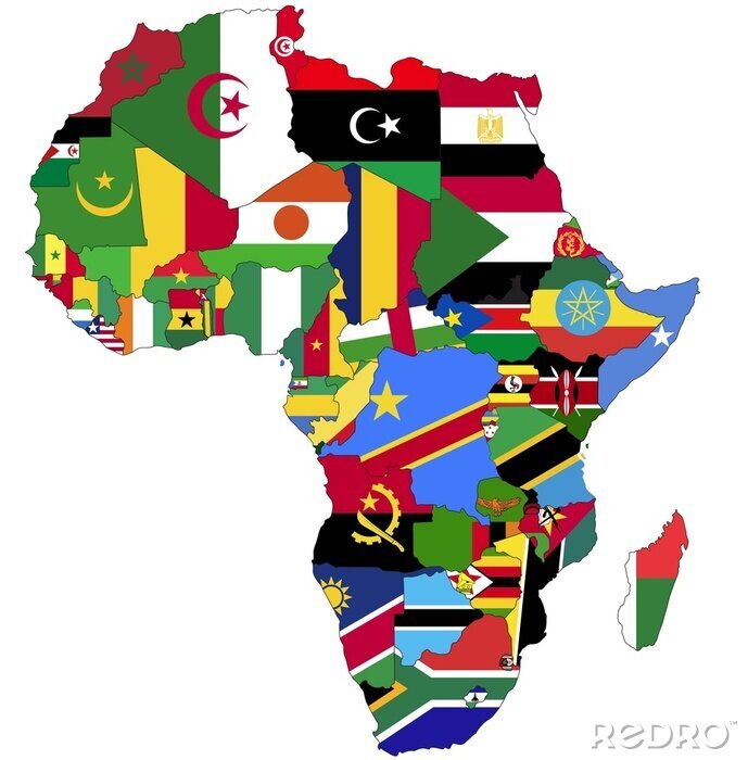 Bild Karte von Afrika mit Staatsflaggen