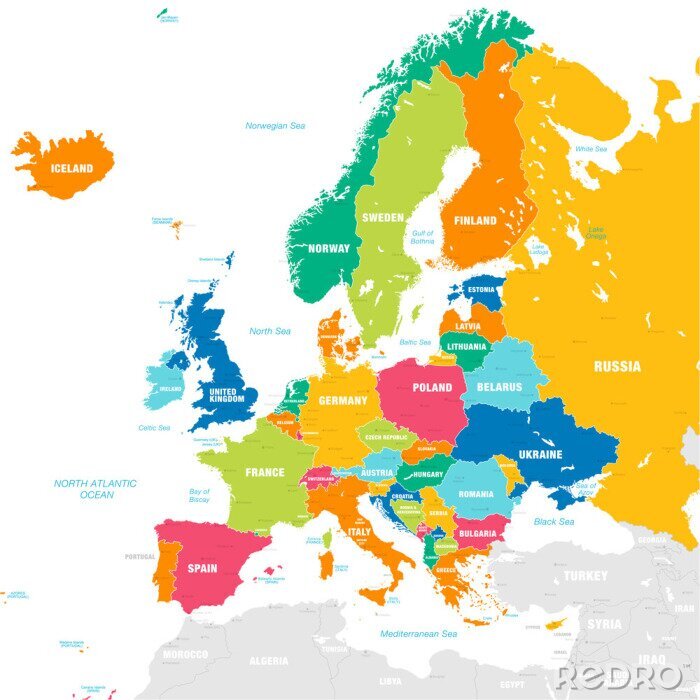 Bild Karte von Europa bunt