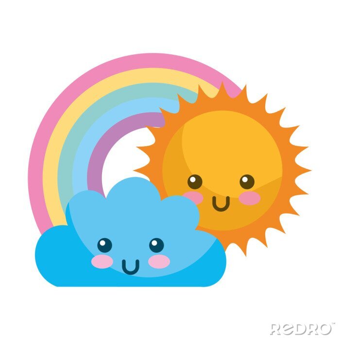 Bild kawaii cloud sun and rainbow cartoon