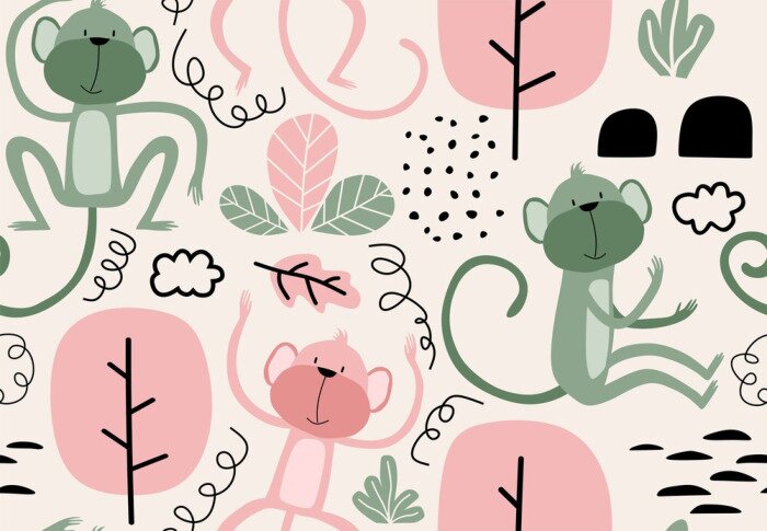 Bild Kindermuster mit Affen