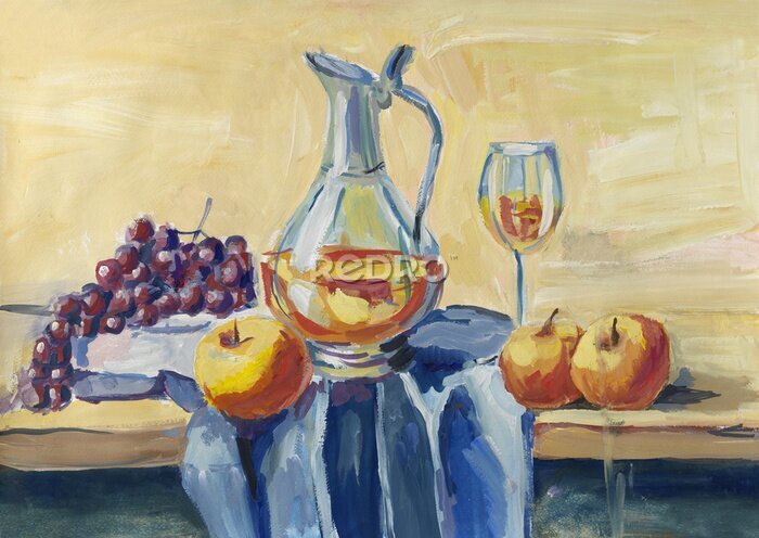 Bild Klassisches Stillleben mit Obst und Wein