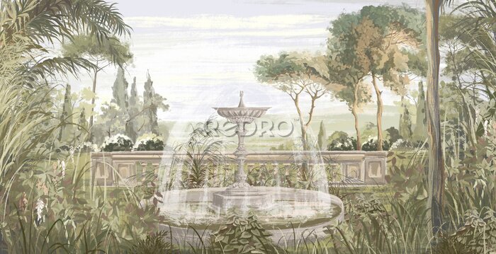 Bild Klassizistischer Garten mit Springbrunnen