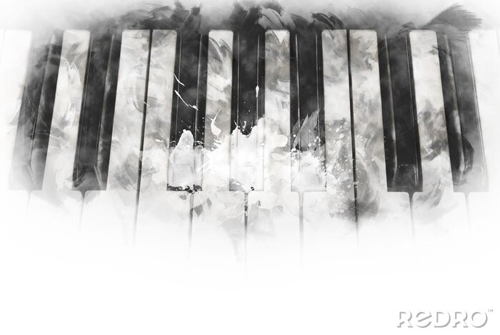 Bild Klavier- oder Pianotasten Aquarellzeichnung
