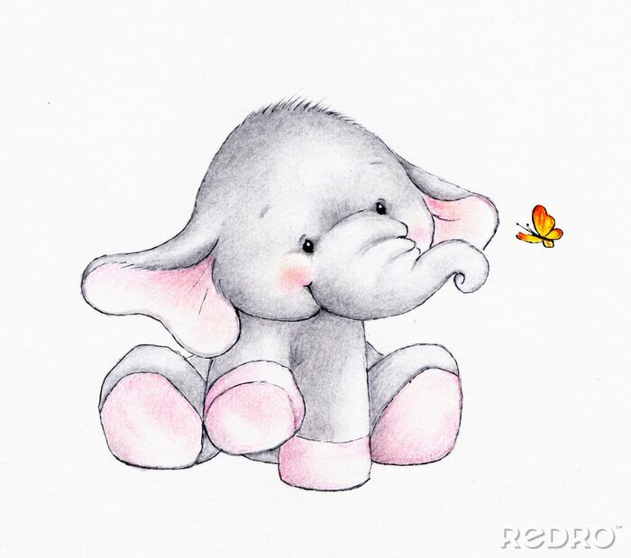 Bild Kleiner Elefant und Schmetterling