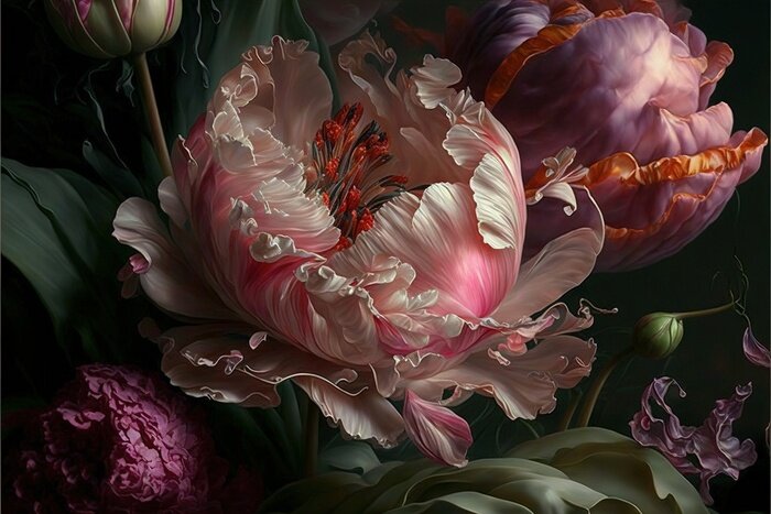 Bild Knospen von rosa Pfingstrosenblüten