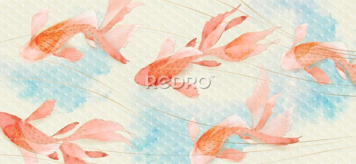 Bild Koi Fische auf Aquarell-Hintergrund