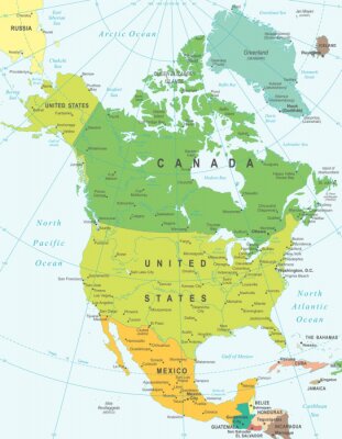 Kontinente politische Karte von Nordamerika