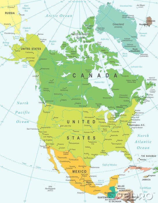Bild Kontinente politische Karte von Nordamerika