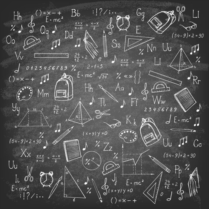 Bild Kreidezeichnungen an der Schultafel