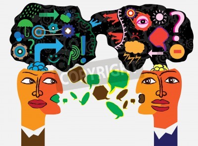 Bild Kubismus Gespräch zwischen zwei Menschen