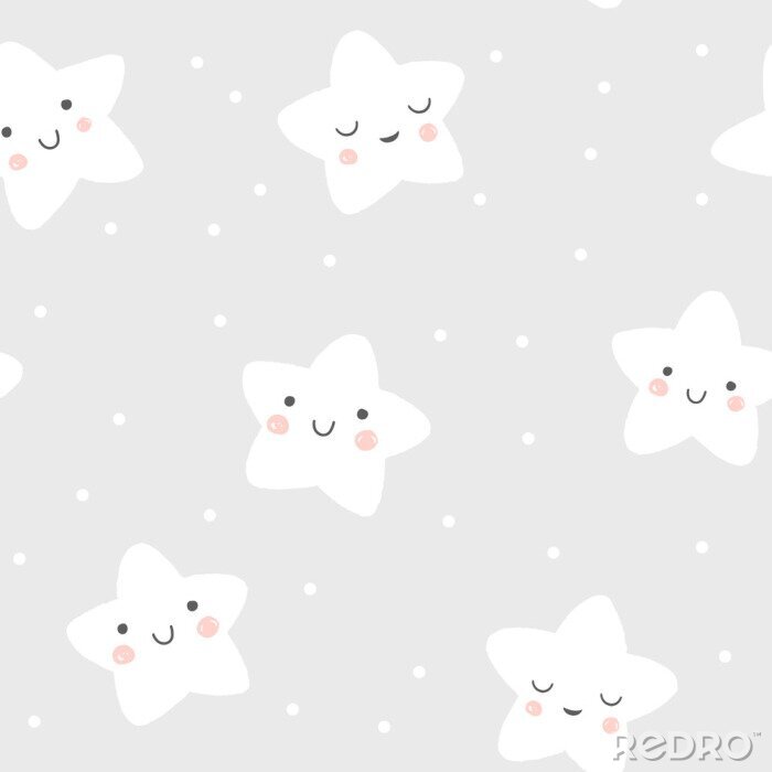 Bild Lächelnde und schlafende Sterne im skandinavischen Stil