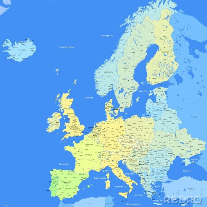 Bild Landkarte Europa in Pastellfarben