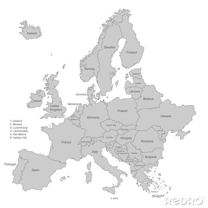 Bild Landkarte Europa mit grauen Ländern