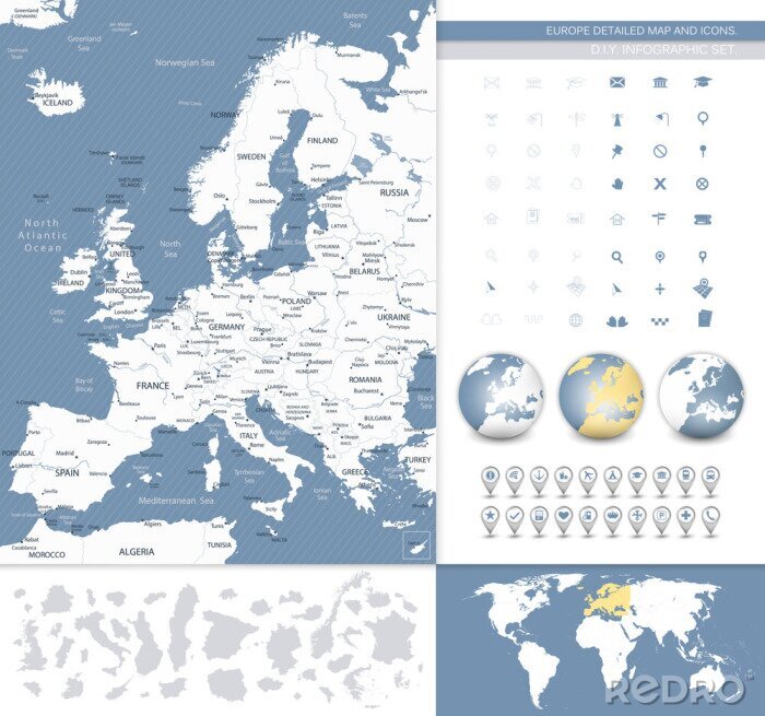 Bild Landkarte Europa und detaillierte Informationen