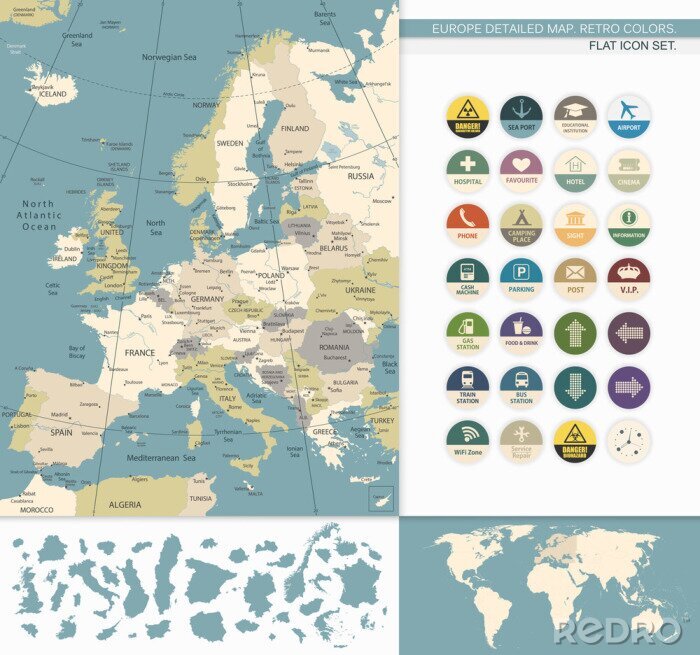 Bild Landkarte Europa und detaillierte Infos