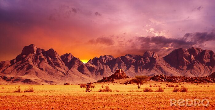 Bild Landschaft mit Wüste und Bergen