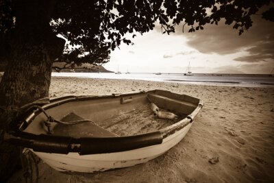 Bild Landschaft Schwarz-weiße mit Boot