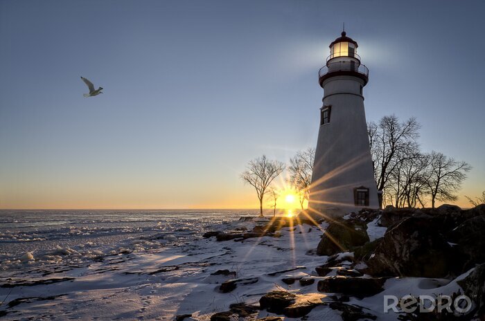 Bild Leuchtturm in der Wintersonne