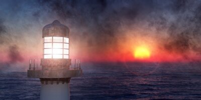 Leuchtturm Meer und Nebel